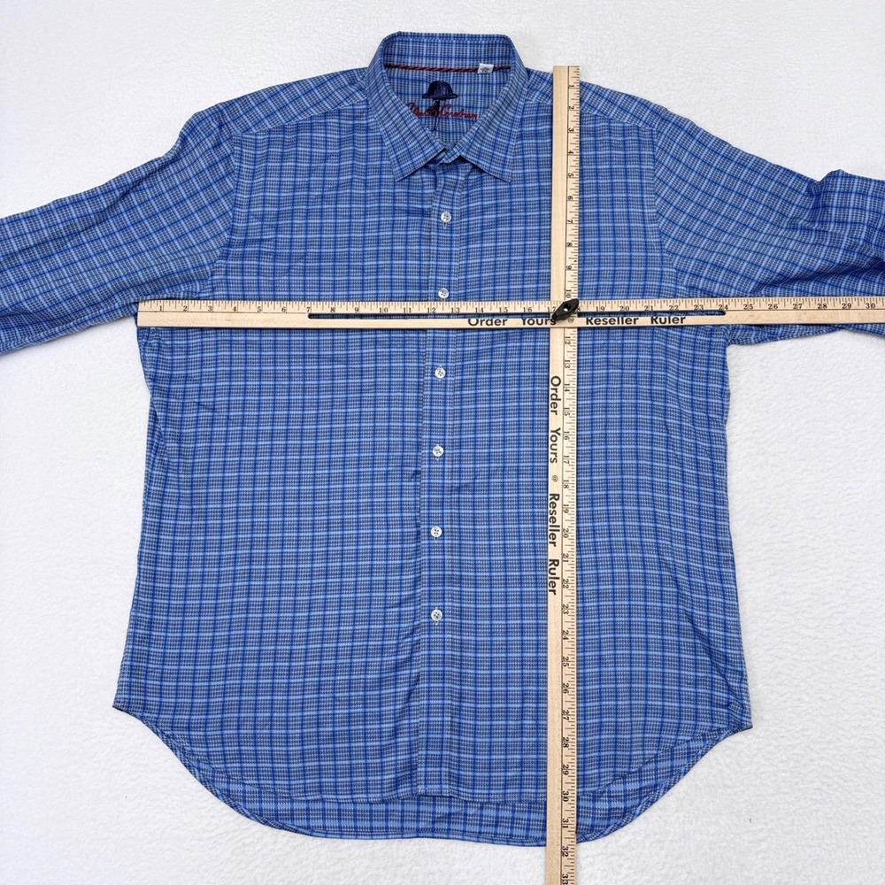 Robert Graham Shirt Men's Size XL Classic Fit Blue Check Flip Cuff Buttom Down - Picture 9 of 11